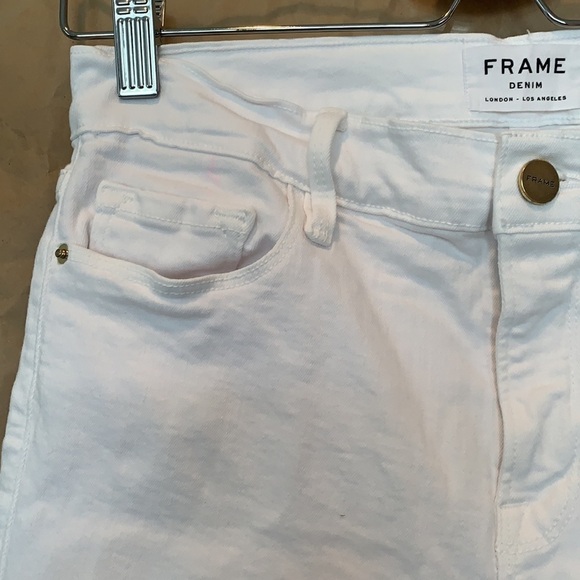 Frame Denim | White Le Skinny de Jeanne Raw Stagger Hem Jeans Classic Skinny 28 - Picture 4 of 16
